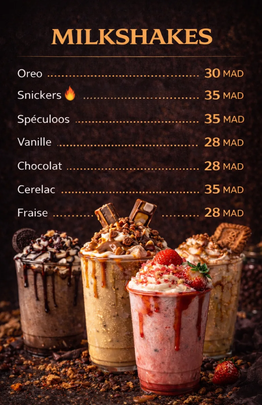 Milkshakes Oreo Snickers Cerelac - Chill in Corner Instafood Rabat